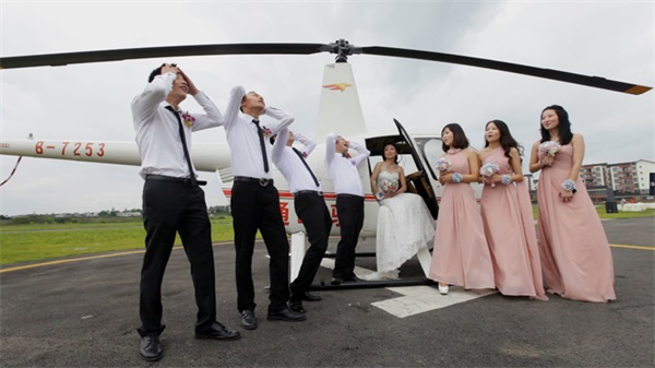 直升飞机接亲摄像航拍